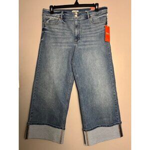 Sofia Vergara Blue Jeans Women 18 Margot SUPER Wide Leg High Rise Cuff Med Wash